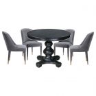 Uttermost Brynmore Wood Grain Round Dining Set with Brie Armless Chair in Gray