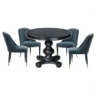 Uttermost Brynmore Wood Grain Round Dining Set with Brie Armless Chair in Blue