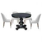 Uttermost Brynmore Wood Grain Round Dining Set with Brie Armless Chair in White