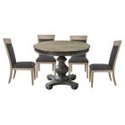 Uttermost Sylvana Wood Round Dining Set with Encore Dark Gray Armless Chair