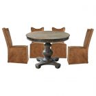 Uttermost Sylvana Wood Round Dining Set with Delroy Armless Chairs in Cognac