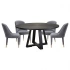 Uttermost Gidran Round Black Dining Set with Brie Armless Chair in Gray