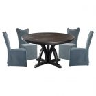 Uttermost Maiva Round Black Dining Set with Delroy Armless Chair in Gray