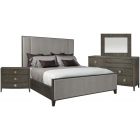 Bernhardt Furniture Linea Upholstered Panel Bedroom Set Queen in Cerused Charcoal