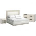 A.R.T. Furniture Cotiere Queen Upholstered Panel Bedroom Set with Open Nightstand in Linen