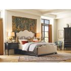 Hooker Furniture Charleston King Upholstered Bedroom Set with 2-Drawer Nightstand in Black Cherry