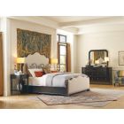 Hooker Furniture Charleston King Upholstered Bedroom Set with 3-Drawer Nightstand in Black Cherry