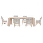 Essentials For Living Woven Big Sur Outdoor Dining Set with Tapestry Outdoor Dining Chair in Taupe Stripe