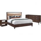 Fairfield West Camden Queen Bedroom Set with West Camden 1 Drawer Nightstand in Tahitian Pearl with Bisque Leather