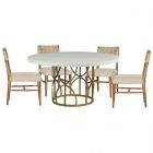 Fairfield Chair East Camden Dining Set with East Camden Base in Pearl/Antique Brass