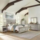 Liberty Furniture Heartland Queen Panel Bedroom Set in Antique White with Tobacco Tops