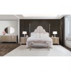 AICO Michael Amini Malibu Crest Scalloped Poster Bedroom Set - Chardonnay