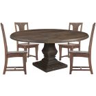 Home Trends & Designs Nimes 72" Round Dining Set in Weathered Mango