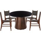 Home Trends & Designs Palermo 47" Dining Set in Black Marble