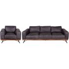 Home Trends & Designs Mid Century Sofa Set in Antique Ebony Leather