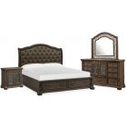 Magnussen Durango California King Sleigh Storage Bedroom Set with Upholstered Headboard in Willadeene Brown | Unlimited Furniture