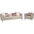 AICO Michael Amini Linea Sofa Set Metallic Silver Mist