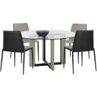 Sunpan Rejane 59" Round Glass Dining Set in Clear