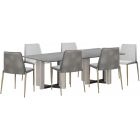 Sunpan Rejane 96" Rectangular Glass Dining Set in Smoke Grey