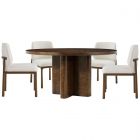 Theodore Alexander Kesden Round Dining Set in Pyramid Brown