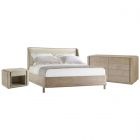 Theodore Alexander Repose Wooden With Upholstered Headboard US King Bedroom Set with Open Nightstand TA83027.2BGP