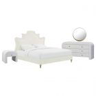 TOV Furniture Serenity Cream Velvet Bedroom Set in Queen