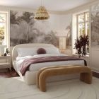 TOV Furniture Bara Textured Queen Bedroom Set - Cream Velvet