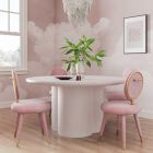 TOV Furniture Elika Plaster Round Dining Set - White Faux