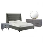 TOV Furniture Koah Grey Velvet Bedroom Set in King