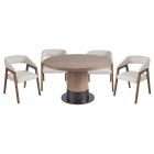 Universal Furniture New Modern Solara Dining Set - Grey Oak with Barrel Back Dining Chair