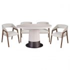 Universal Furniture New Modern Solara Dining Set -White Oak with Barrel Back Dining Chair