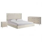 Universal Furniture Avaline Kendall Bedroom Set King with Three Drawer Nightstand, White Oak