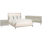 Fairfield Libby Langdon Ackerly Queen Bedroom Set with Heatherwood Nightstand with USB Ports in Sheer Dove