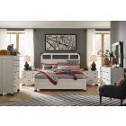 Magnussen Harper Springs Panel Bedroom Set with Metal and Wood Headboard in Silo White