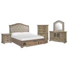 Magnussen Marisol Sleigh Storage Bedroom Set with Upholstered Headboard in Fawn B5132-01