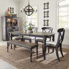 Liberty Furniture Ocean Isle Rectangular Leg Dining Set in Slate with Weathered Pine