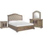 Magnussen Marisol Sleigh Storage Bedroom Set with Upholstered Headboard in Fawn B5132-07