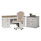 Liberty Furniture Magnolia Manor Jr Executive Desk Set in Antique White