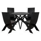 Noir Furniture Victor Tech Dining Set, Charcoal Black