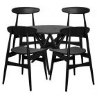 Noir Furniture Victor Surf Dining Set, Charcoal Black