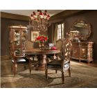 AICO Michael Amini Villa Valencia Round Dining Set in Classic Chestnut