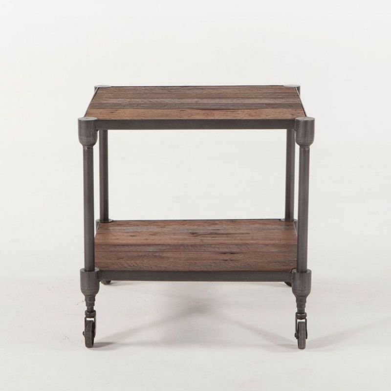 Home Trends Design Industrial Teak Wheeled Side Table 22 Unlimited Furniture