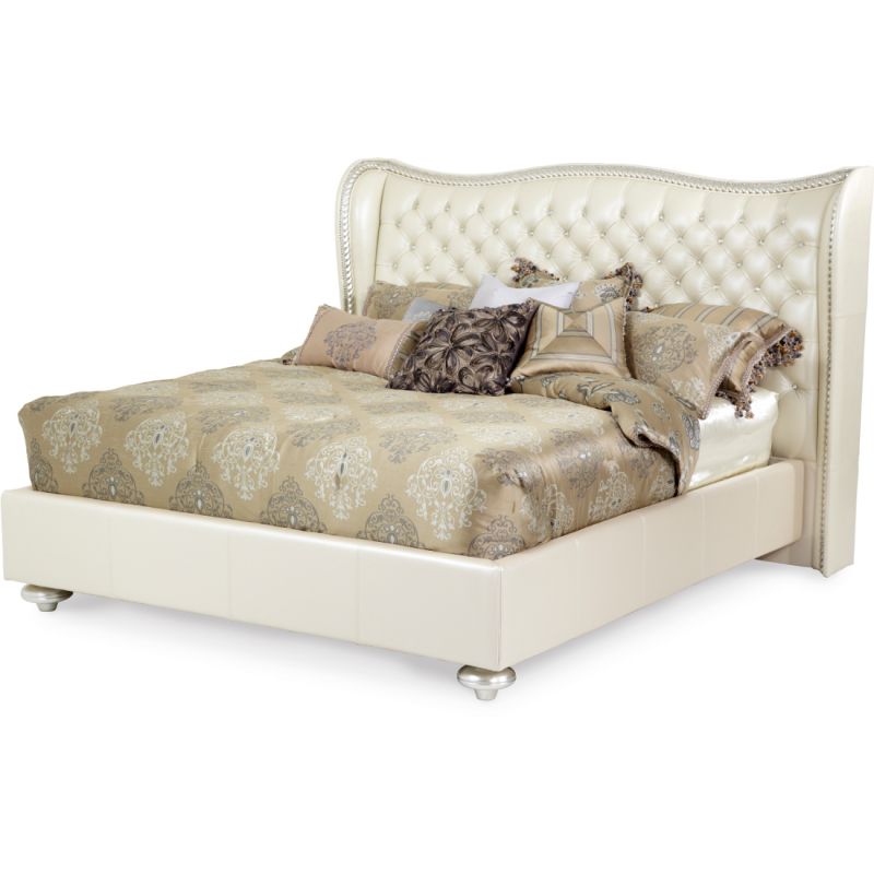 Aico Michael Amini Hollywood Swank Bed In Creamy Pearl King Unlimited Furniture