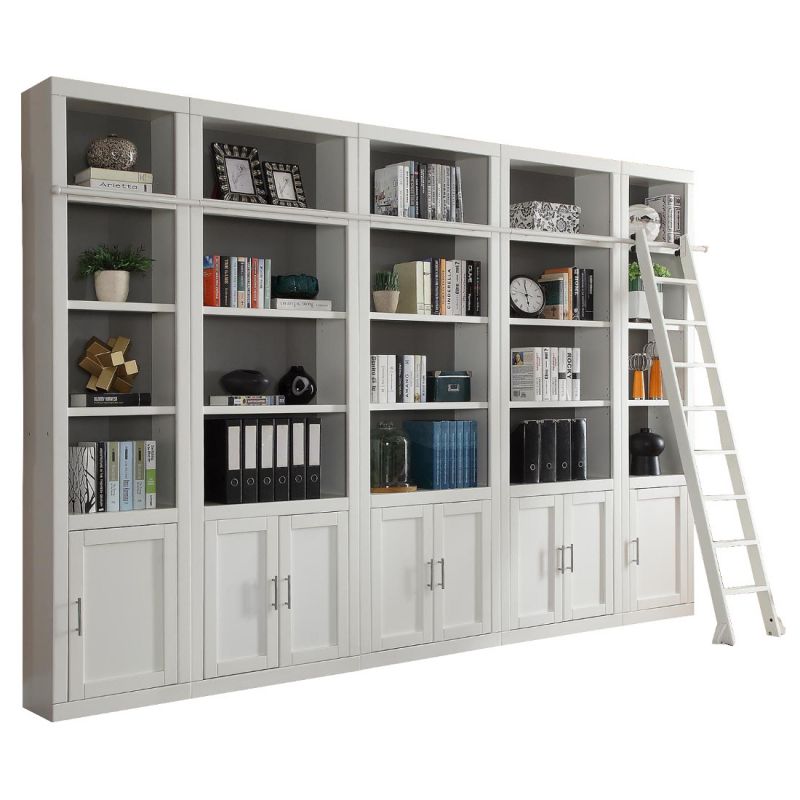 Parker House Catalina 5pc Library Wall In White - #2 | Unlimited Furniture