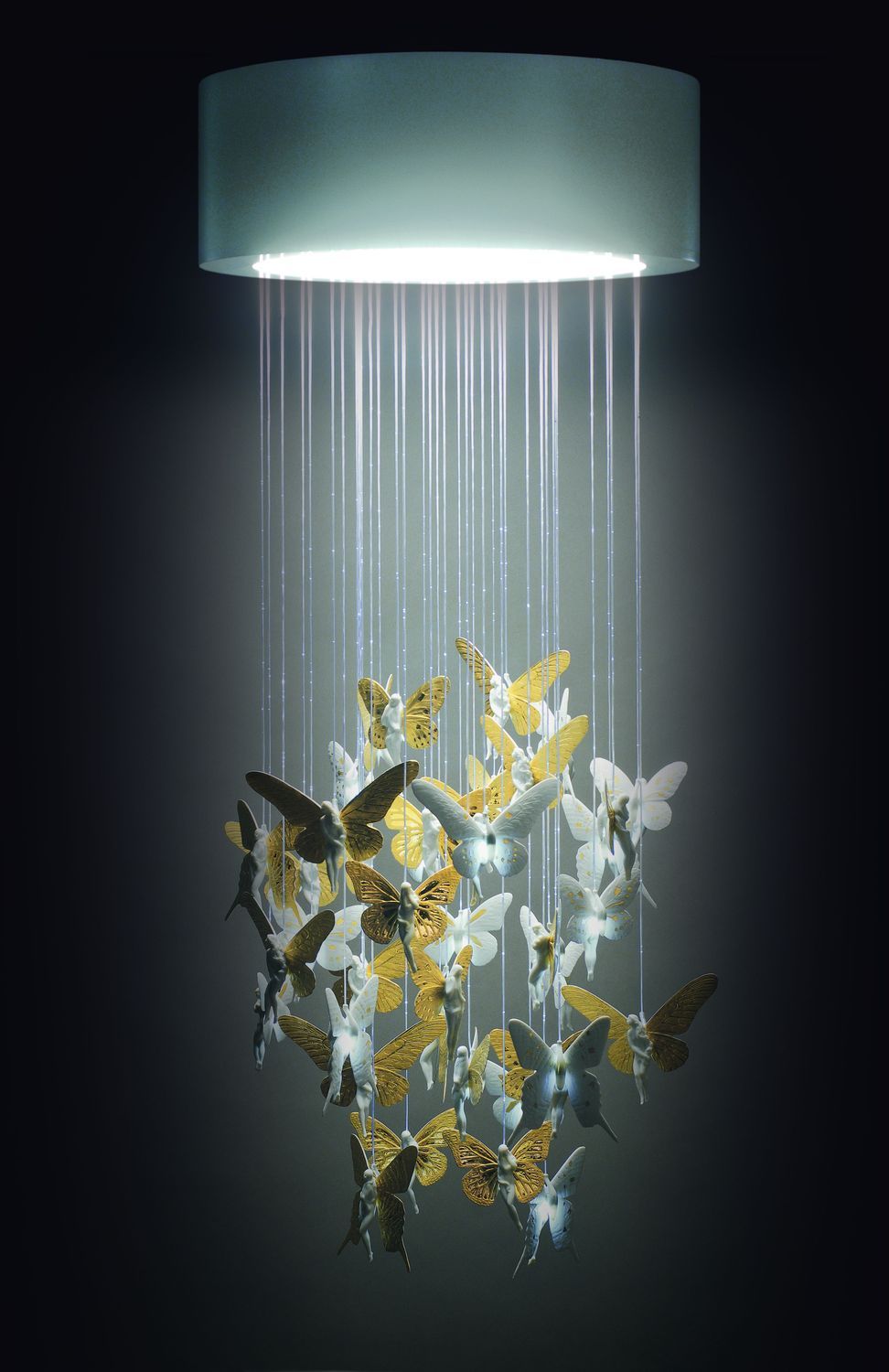 Lladro Niagara Chandelier 1.10m Golden Luster | Unlimited Furniture