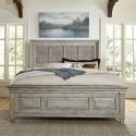 Liberty Furniture Heartland Queen Panel Bed in Antique White with Tobacco Tops