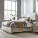 Liberty Furniture Belmar King Upholstered Bed in Washed Taupe and Silver Champagne