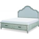 Legacy Classic Belhaven Upholstered Panel Bed with Storage Footboard, Queen in Weathered Plank