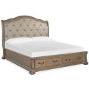 Magnussen Marisol Queen Sleigh Storage Bed with Upholstered Headboard in Fawn