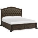 Magnussen Durango Queen Sleigh Storage Bed with Upholstered Headboard in Willadeene Brown